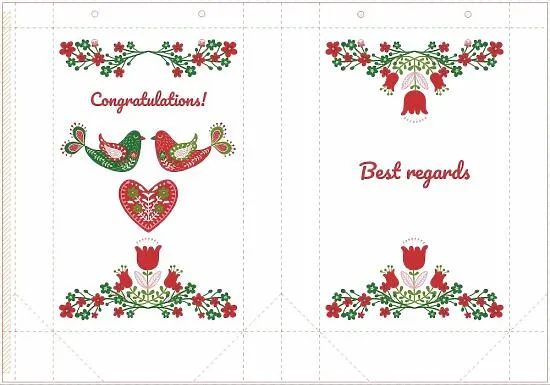 Paper bag template with folk pattern