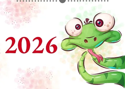 Family calendar template with a snake