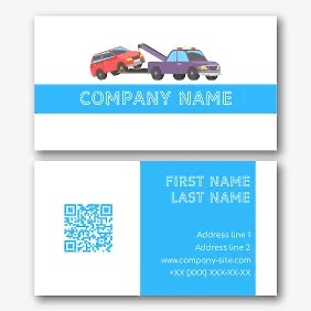 Business card template for tow truck services
