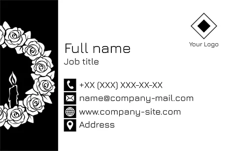 The template of the business card of the seller of ritual wreaths