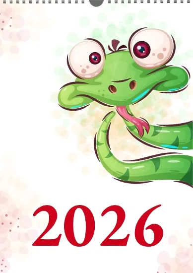 Family calendar template with a snake