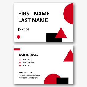 Euro business card template with geometric shapes